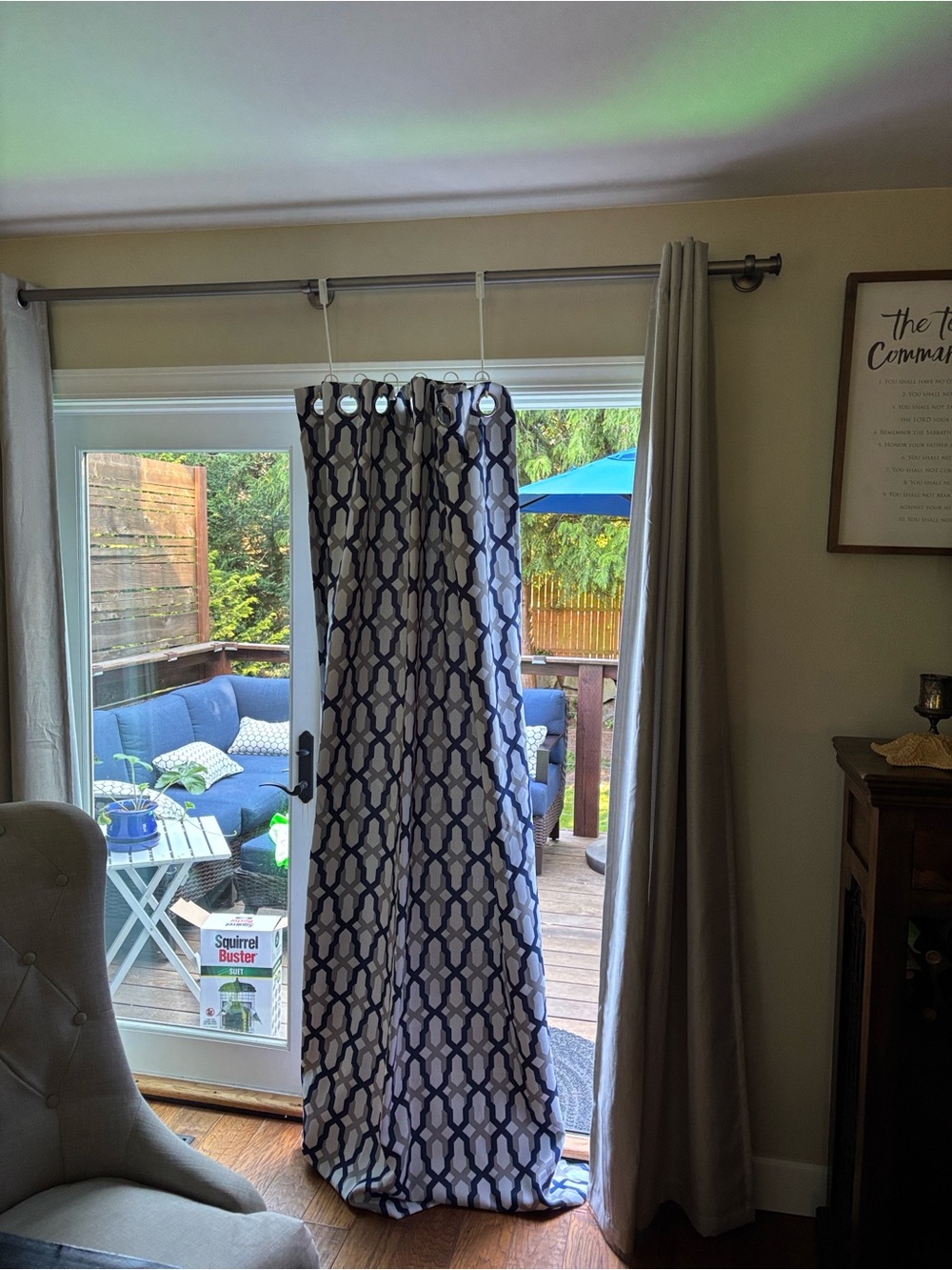 Navy Geometric Grommet Curtain Panel - set of two - more available